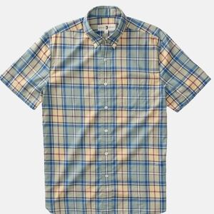 NEW Duck Head Men's M Seaboard Green SS Cotton Twill Plaid Shirt